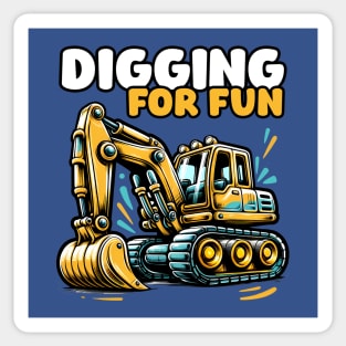 Excavator Cartoon Vehicle Funny Saying – Digging for Fun Sticker